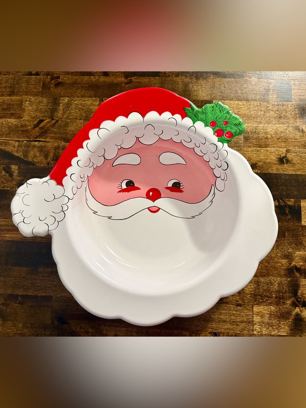 Ullman Santa Claus Face Serving Bowl, Holiday Vintage
